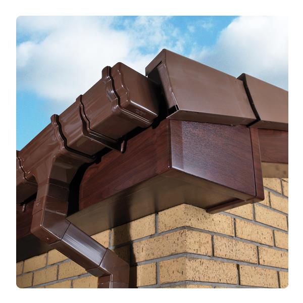 Rosewood Square Fascia, Brown Ogee Rainwater