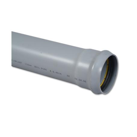 uPVC Grey Single Socket Ended Soil Pipe