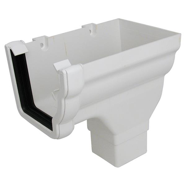 uPVC White Ogee Gutter Running Outlet | DirectPlastics.com